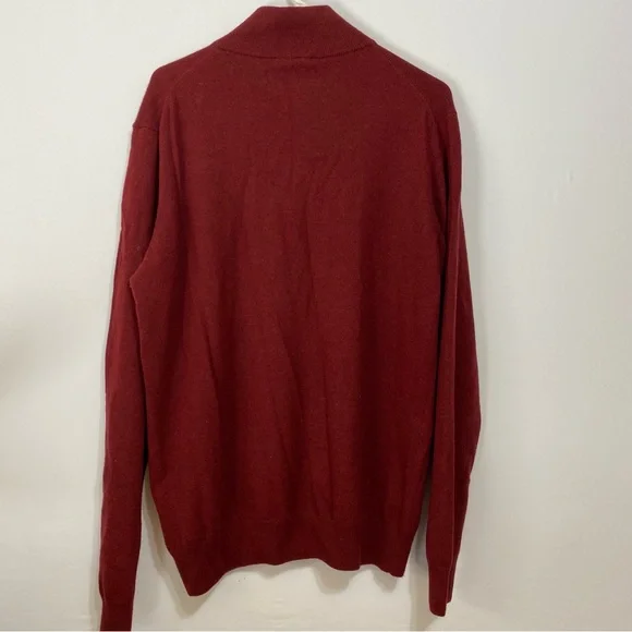 Mantovani Studio 100% Italian Cashmere 1/4 Zip Pullover Garnet Sweater Sz Large - Picture 3 of 5